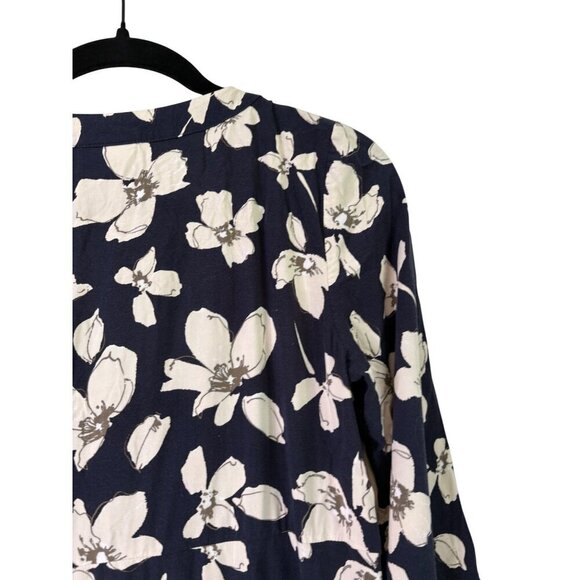 J. Jill Women's Rayon Light Weight Navy 3/4 Sleeve Pocket Floral Dress Size XS - Picture 10 of 12